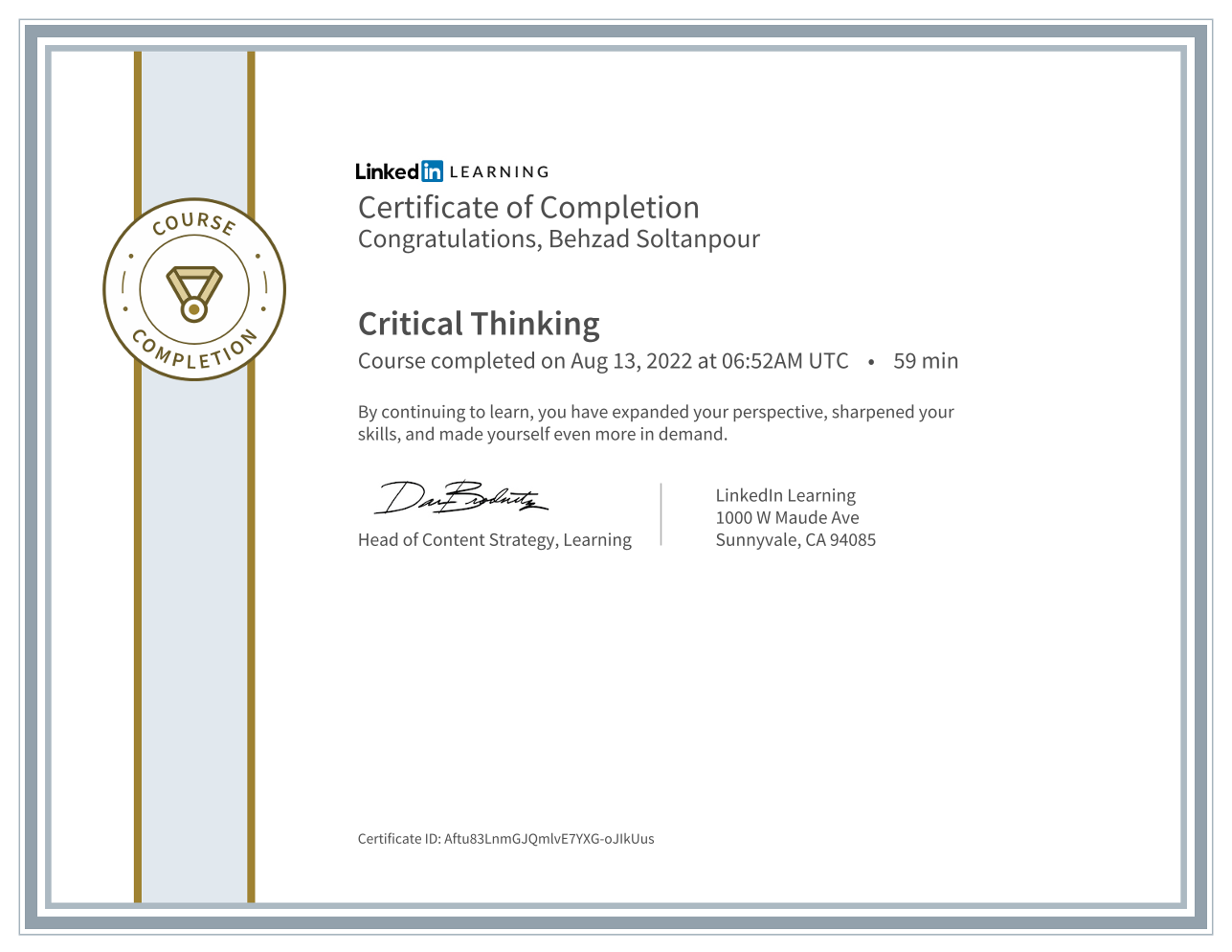 Critical Thinking Certificate